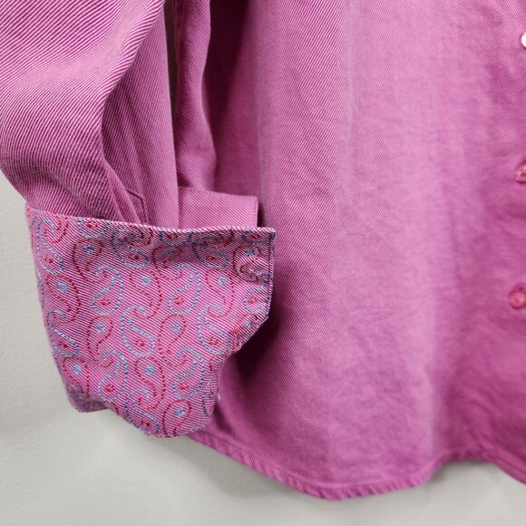 Robert Graham Womens Long Sleeve Pink Paisley Cuff Button Down Shirt Large - Picture 9 of 9